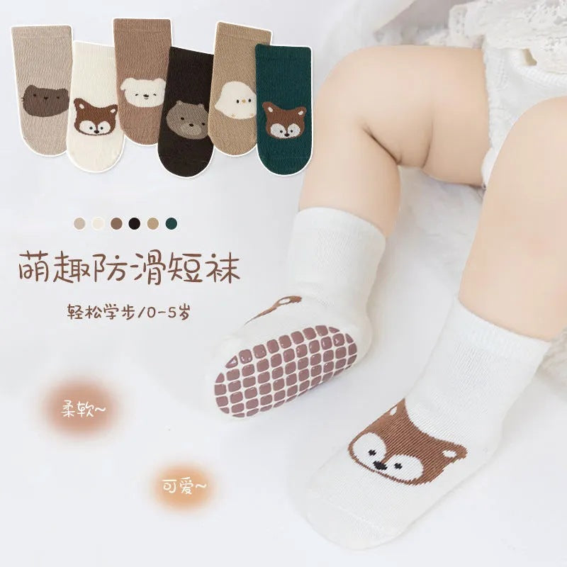 Spring and autumn children's socks, mif full bottom rubber, cool and anti-slip baby cotton socks