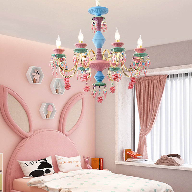 Creative Children's Room Girl Princess Room Bedroom American color crystal chandelier Color chandelier Dining room Lighting