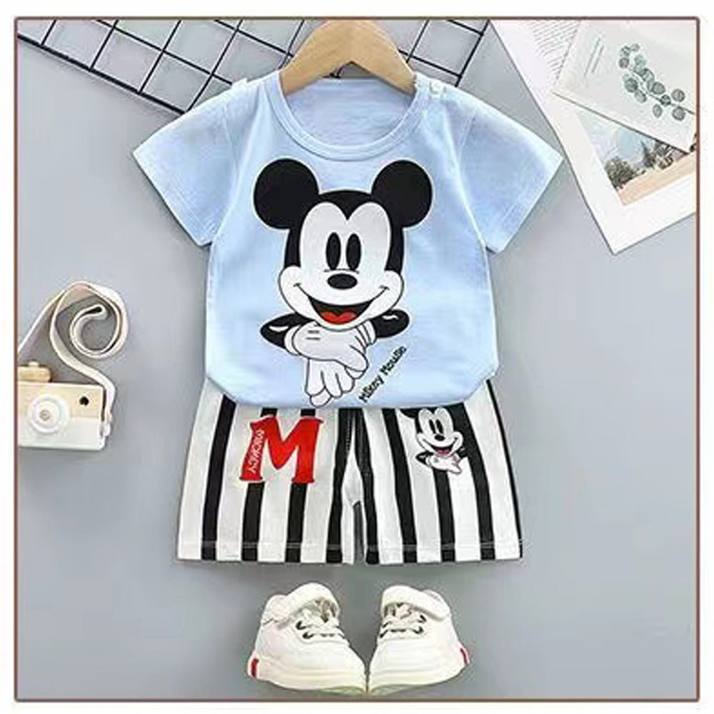 the new cross-border children's cotton short-sleeved suit for infants and young children T need shorts suit for home wear