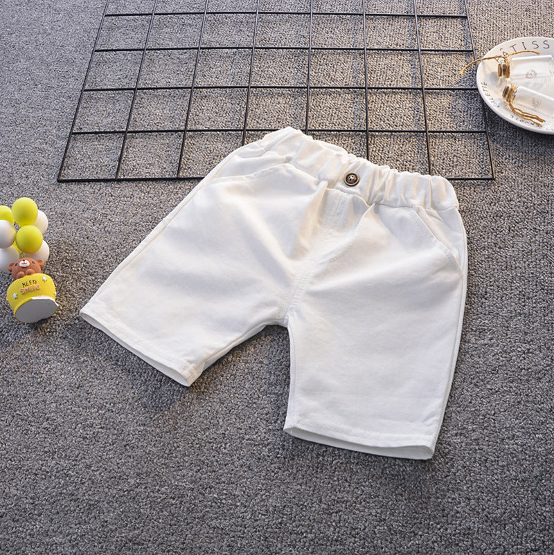 Children's summer suit Boys 2022 new fashion style children's summer short sleeve + medium pants two-piece set