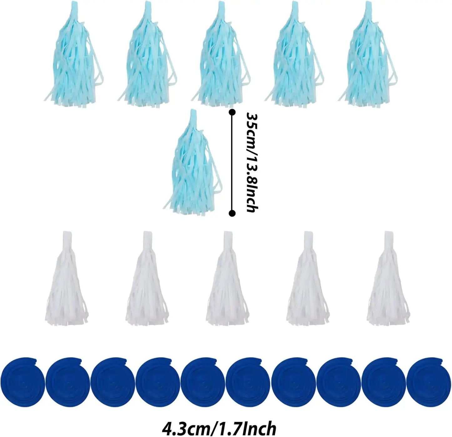 Party Decorations, 41 Pcs Blue Papar Fans Pompoms Garlands String Tissue Paper Tassel For Fiesta Home Bridal Baby Shower