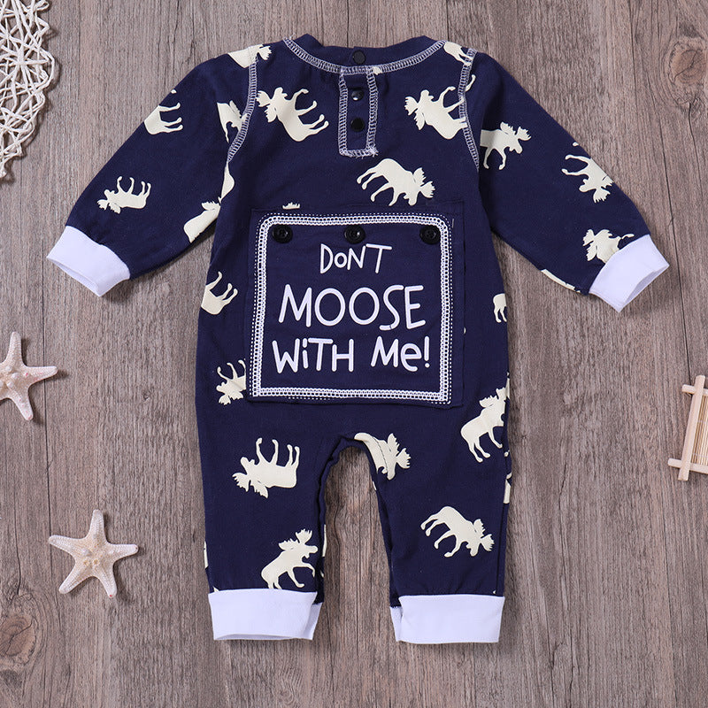 Fashon Newborn Infant Baby Girl Boy Moose Deer Long Sleeve Cotton Romper One-pieces Xmas Outfits Christmas