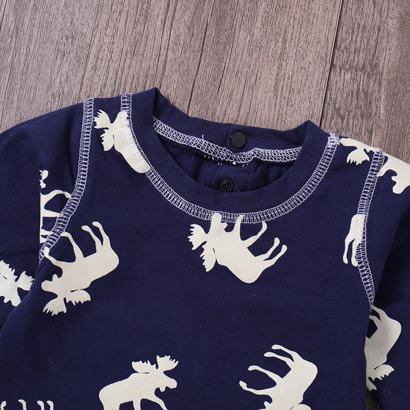 Fashon Newborn Infant Baby Girl Boy Moose Deer Long Sleeve Cotton Romper One-pieces Xmas Outfits Christmas