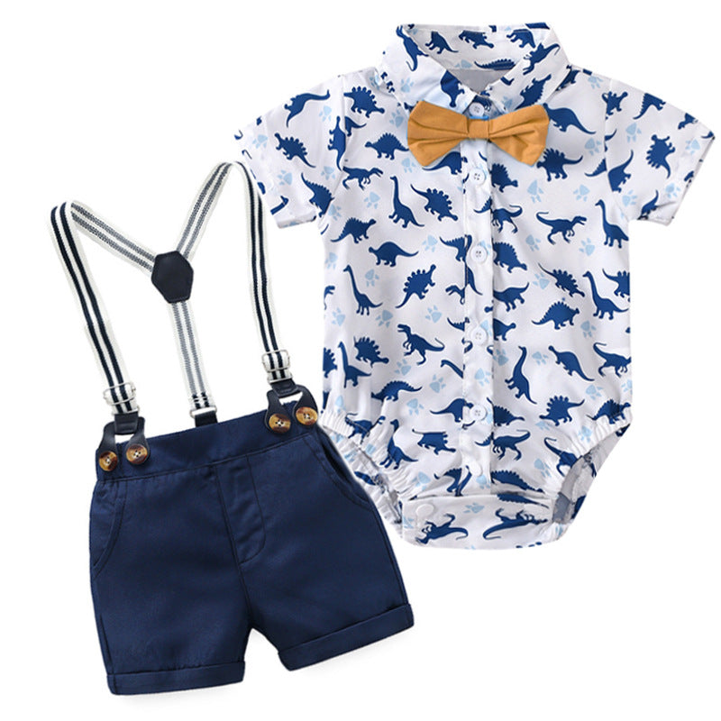 A boy's summer short-sleeved shirt, shorts and a boy's gentleman's dress