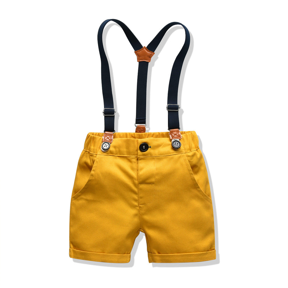 Baby Boy Summer Clothes Outfits Infant Baby Boy Gentleman Suit Bow Tie Shirt Suspenders Shorts Pants Overalls Outfits Kids Cloth