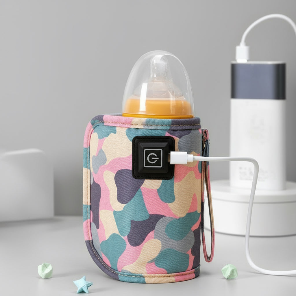 Baby bottle warmer bag with cable