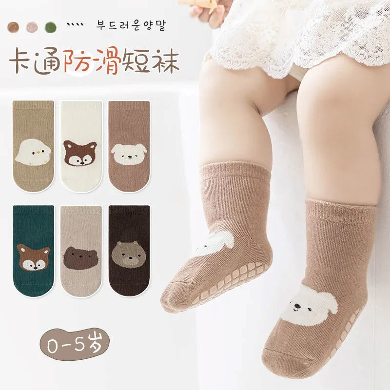 Spring and autumn children's socks, mif full bottom rubber, cool and anti-slip baby cotton socks