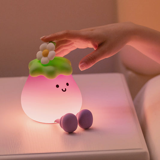 Eggplant night light nursing eye protection bedroom sleep light with sleeping pat lamp silicone charging night light