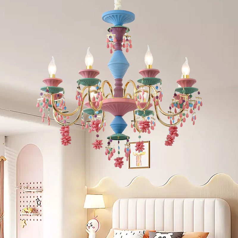 Creative Children's Room Girl Princess Room Bedroom American color crystal chandelier Color chandelier Dining room Lighting