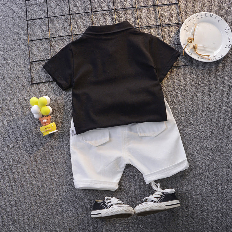 Children's summer suit Boys 2022 new fashion style children's summer short sleeve + medium pants two-piece set