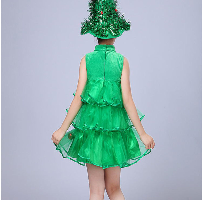 Christmas children's clothing, girls' Christmas tree dress, performance costume, green elf, kindergarten performance costume, little tree