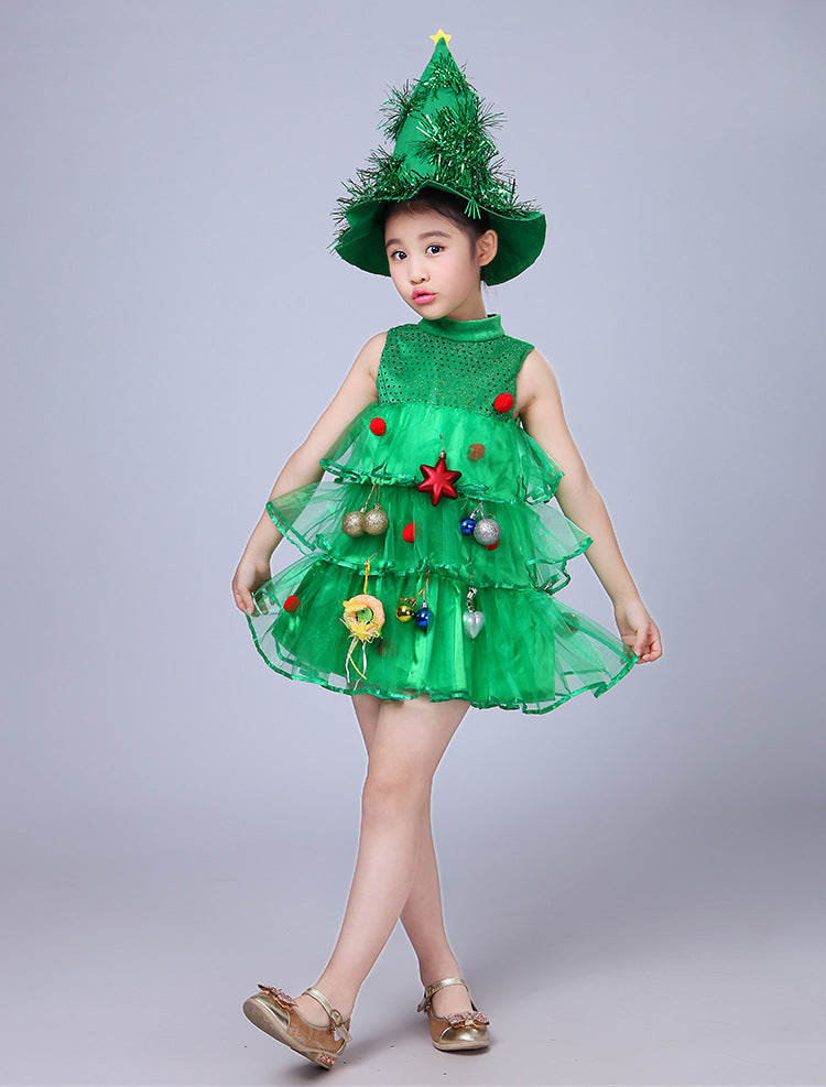 Christmas children's clothing, girls' Christmas tree dress, performance costume, green elf, kindergarten performance costume, little tree