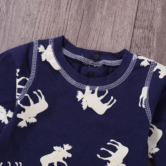 Fashon Newborn Infant Baby Girl Boy Moose Deer Long Sleeve Cotton Romper One-pieces Xmas Outfits Christmas